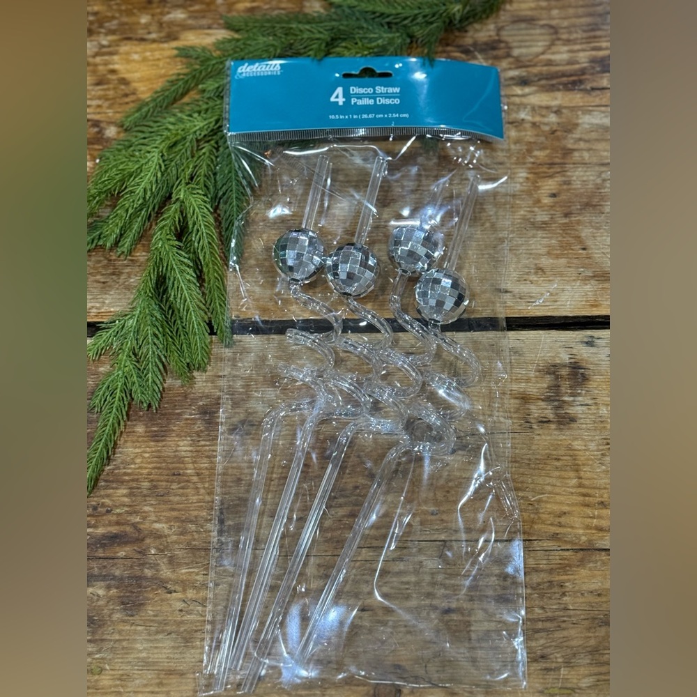 ⚡ Silver Disco Ball Twirly Straws